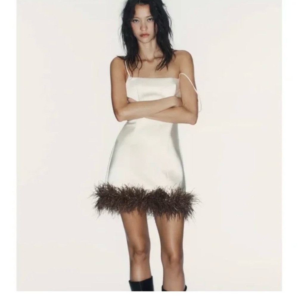 Zara Feather Satin Effect Dress